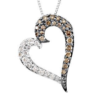 Brown and White Diamond Heart Necklace