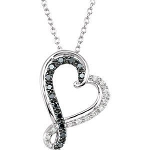 Swirl Black and White Diamond Heart