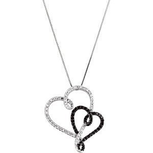 Black and White Diamond Hearts Pendant
