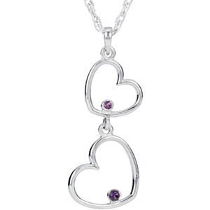 Double Heart Amethyst Pendant