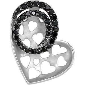 Genuine Black Spinel Heart Pendant