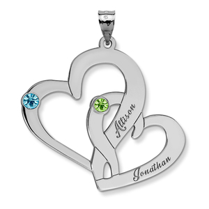 Personalized Couple s Heart Pendant w  Birthstones