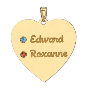Personalized Couples Heart Pendant With Two Birthstones   Names