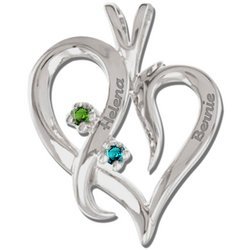 Personalized Couple s Heart Pendant w  Birthstones