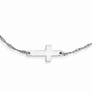 Sterling Silver Small Sideways Cross Necklace
