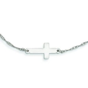 Sterling Silver Small Sideways Cross Necklace