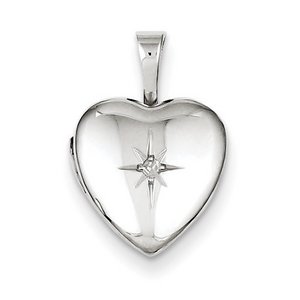Baby Polished Heart Locket with Genuine Diamond