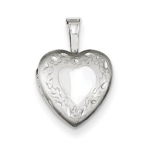 Baby Polished Heart Locket with Flower Border