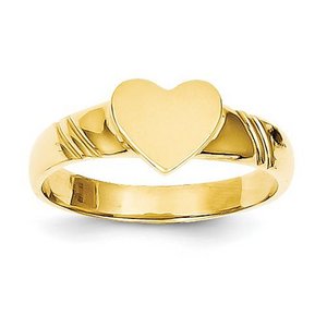 14K Gold Girl s Heart Signet Ring