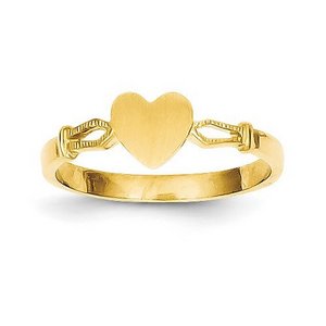 14K Gold Girl s Heart Signet Ring