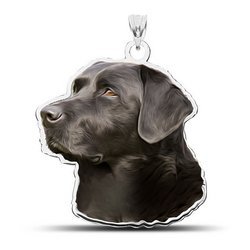 Black Labrador Retriever Dog Color Portrait Charm or Pendant