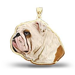 English Bulldog Dog Color Portrait Charm or Pendant