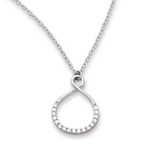 Sterling Silver with CZ Vertical Infinity Symbol Necklace w  16 Inch Chain