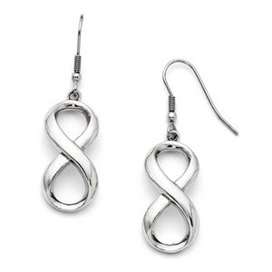 Stainless Steel Polished Infinity Symbol Shepherd Hook Earrings