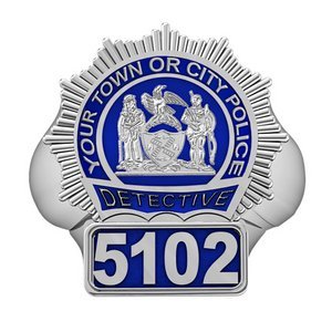New York Personalized Detective Badge Ring with Blue Enamel  Number   Department