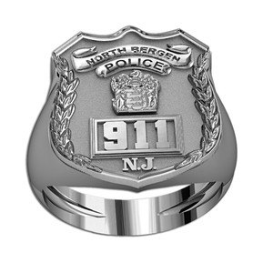 Personalized New Jersey Police Badge Ring with Number   Department
