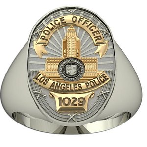 Personalized Los Angeles California Police Badge Ring with Badge Number