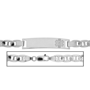 Sterling Silver Men s Anchor Link Medical ID Bracelet