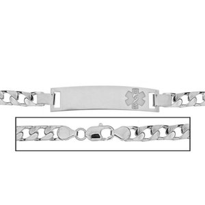 Sterling Silver Men s Curb Link Medical ID Bracelet
