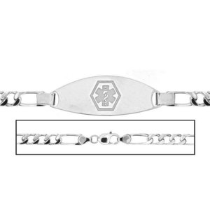 Sterling Silver Women s Figaro Link Medical ID Bracelet