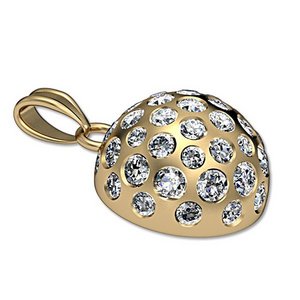 Engravable Half Golf Ball Medal with Studded Diamonds