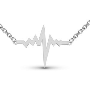 Heartbeat High Polished Outlined Shaped Necklace w  Box Chain