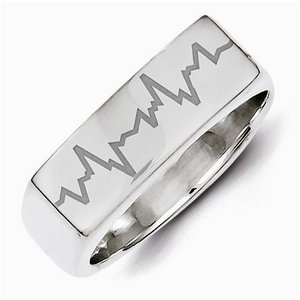 Womens Rectangle Custom Heartbeart Signet Ring