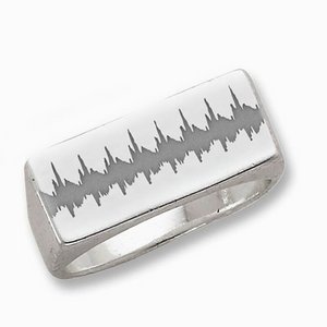 Men s Rectangle Custom Heartbeart Signet Ring