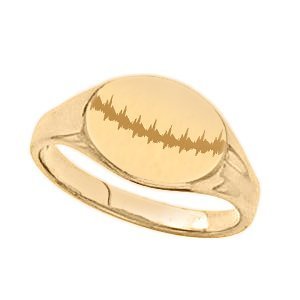 Small Womens Custom Oval Fingerprint Signet Ring