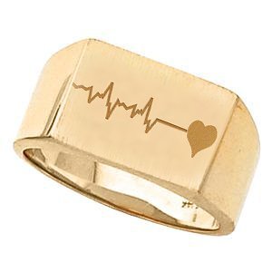 Mens Custom Square Fingerprint Signet Ring