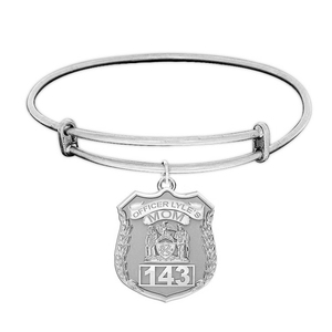 Police Mom Personalized Police Badge with Officer s Number Expandable Bracelet