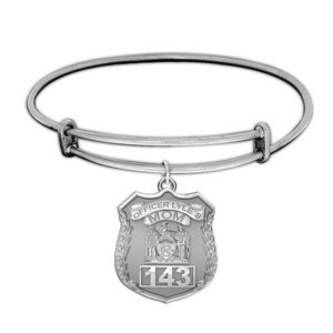 Police Mom Personalized Police Badge with Officer s Name   Number Expandable Bracelet