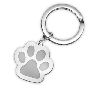 Sterling Silver Dog Paw Print Keychain