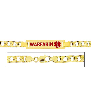 Men s Warfarin Curb Link Medical ID Bracelet