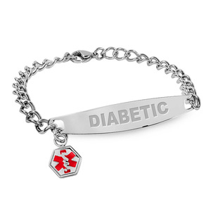 Stainless Steel Women s Diabetes Medical ID Bracelet