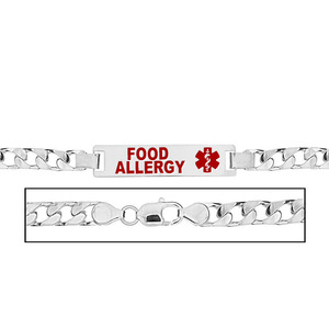 Men s Food Allergies Curb Link Medical ID Bracelet