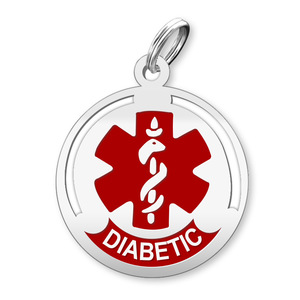 Round Diabetic Charm or Pendant