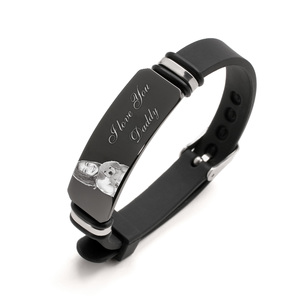 Mens Black Rubber Photo Bracelet