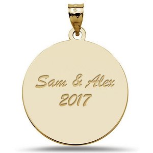 Engravable Polished Round Diamond Cut Pendant