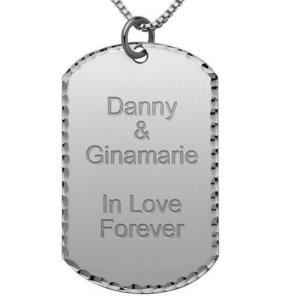 Engravable Polished Dog Tag Diamond Cut Pendant
