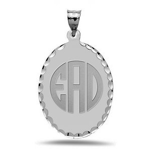 Engravable Polished Oval Diamond Cut Pendant
