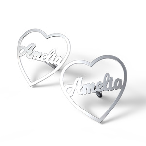 Heart Name Script Earrings