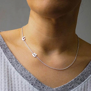 Sideways Initial Name Necklace w  Rolo Chain