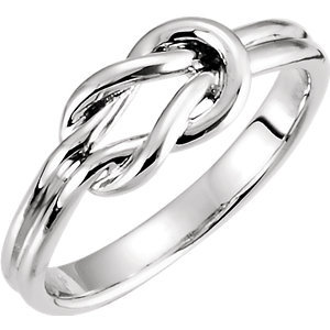 14K White Gold Love Knot Ring w  Engravable Band