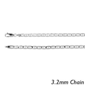 14K White Gold 3 mm Diamond Cut Anchor Chain