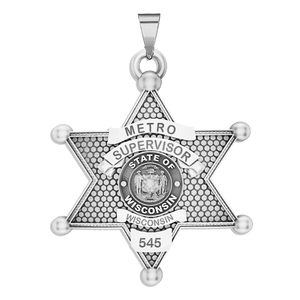 Personalized 6 Star Sheriff Badge  Shape 3 with Number  Rank   Department