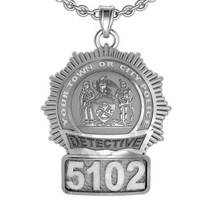 Personalized Police Badge Necklace or Charm   Shape 4