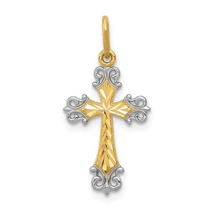 14k   Rhodium Cross Charm