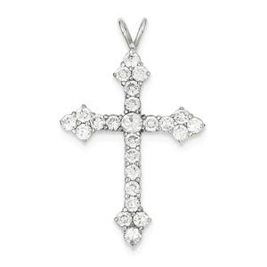 Sterling Silver Rhodium plated CZ Cross Pendant