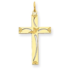14K Laser Designed Cross Charm